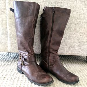 Soda Women's Brown Buckled Riding Boot